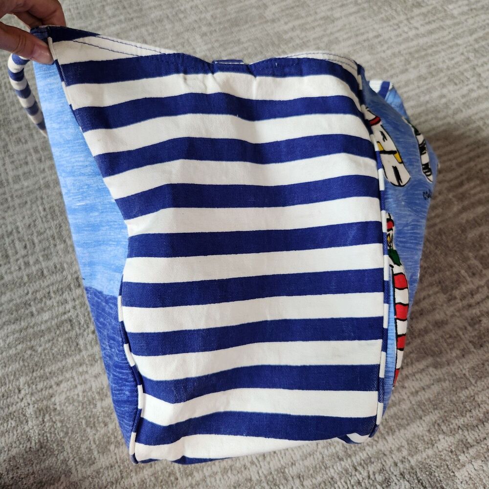 Sally Huss XL lighthouse striped canvas tote bag - Picture 7 of 12